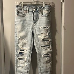 patched american eagle jeggings